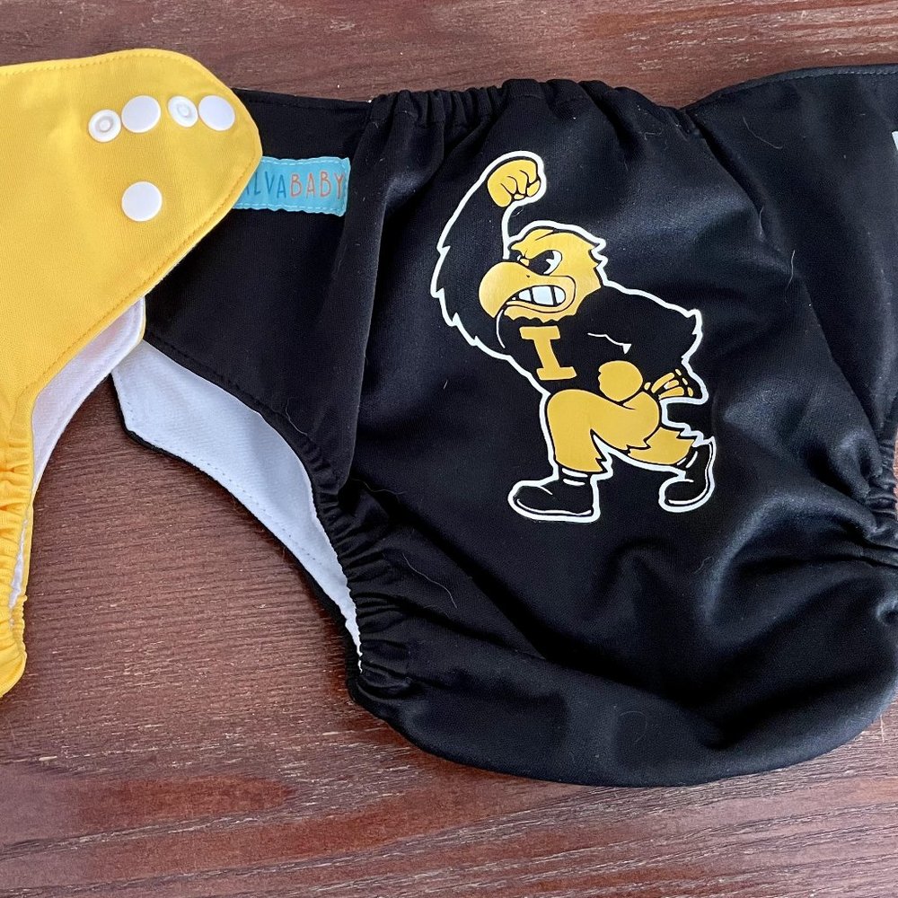 Iowa Hawkeye themed cloth diapers